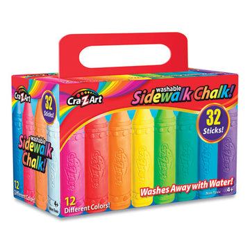 Cra-Z-Art® Washable Sidewalk Chalk, 12 Assorted Colors, 32 Sticks-box freeshipping - TVN Wholesale